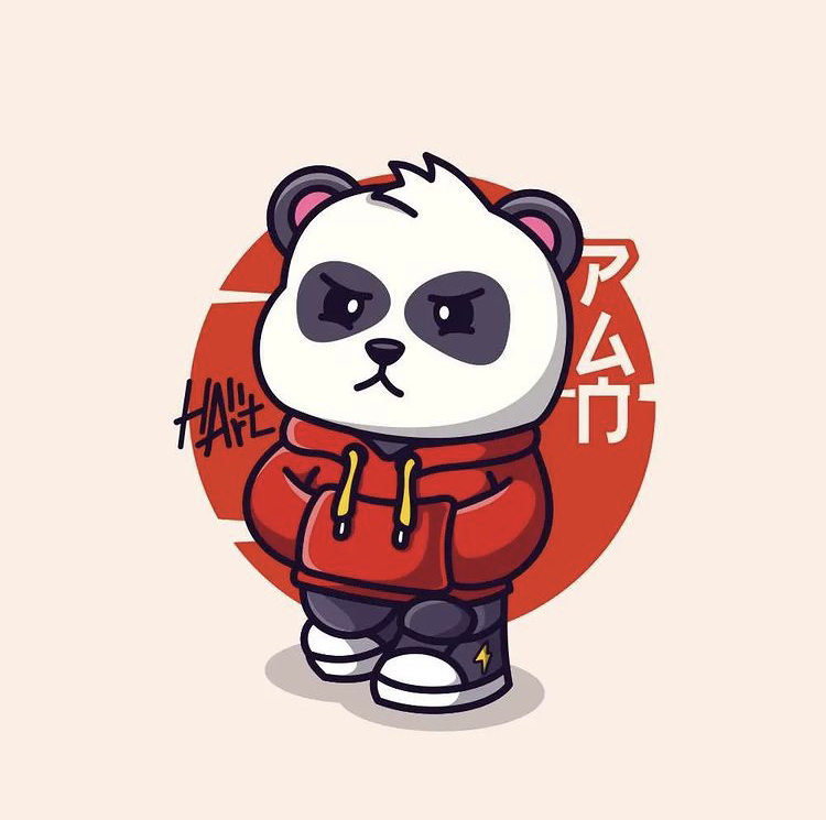 Logo de un Panda usando un hoody
